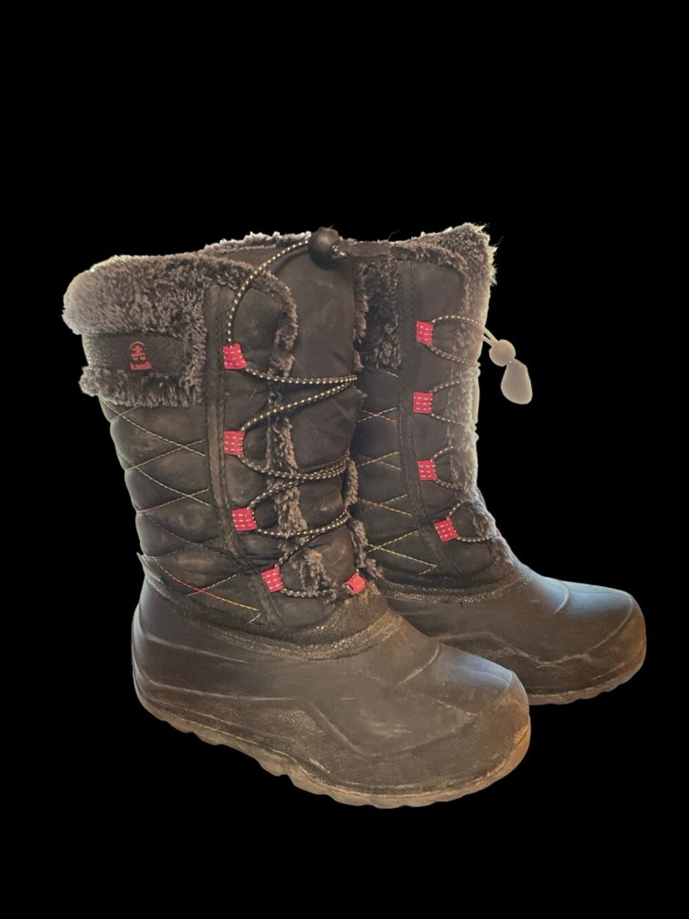 Black Winter Boots w/ Rainbow Stitching - Picture 4 of 6